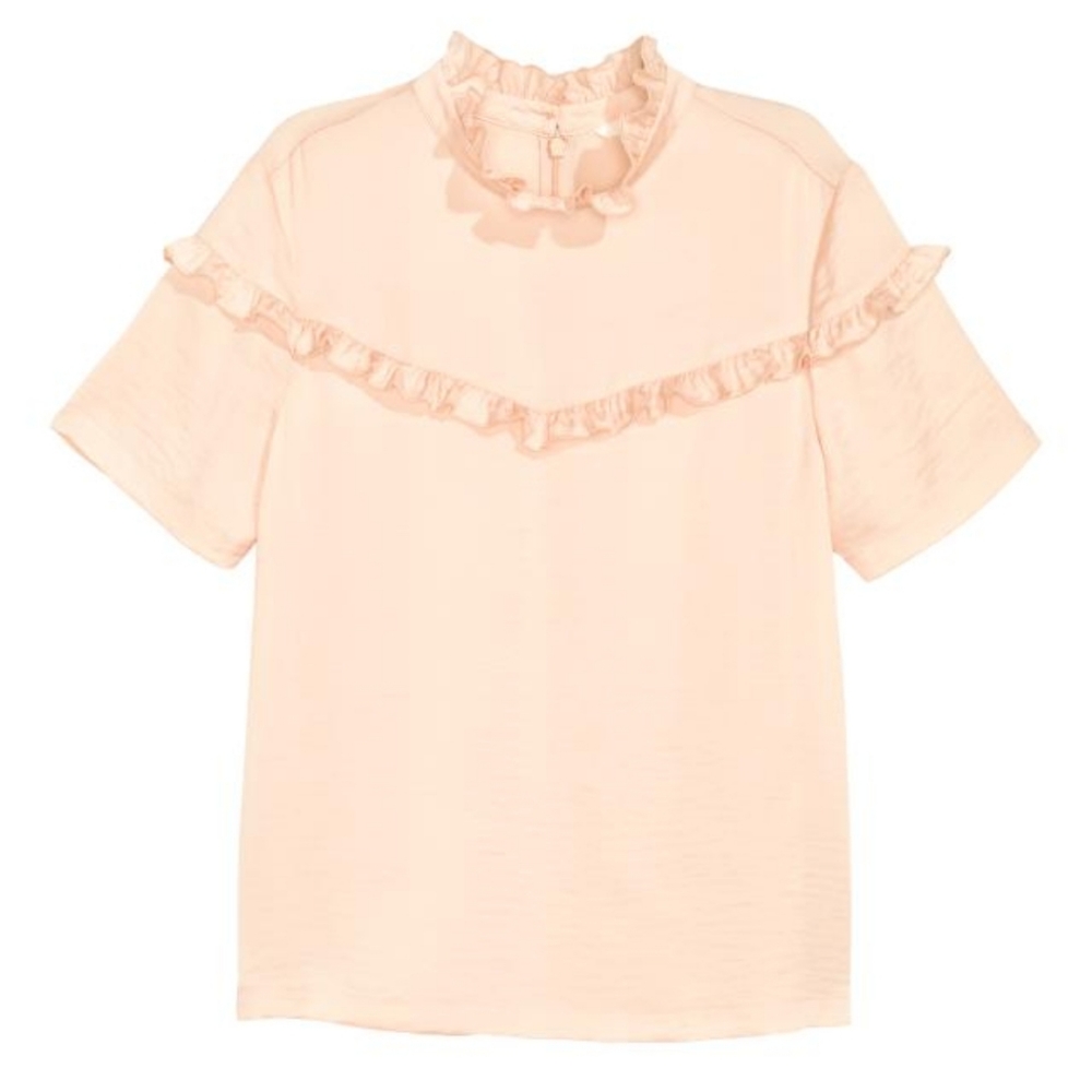 NWOT Light peach H&M Blouse with frills - Picture 3 of 9
